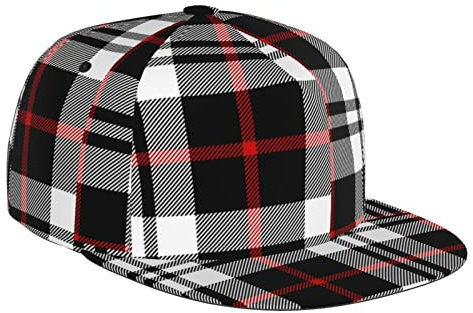 TWKGBUAD Klassischer Schottenkaro-Druck, verstellbare Snapback-Mütze, kariert, Trucker-Mütze, Hip-Hop-Hut, leicht, Unisex für Damen und Herren, Schwarz Plaid , Einheitsgröße