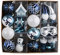 Valery Madelyn Christmas Baubles for Christmas Tree Decorations,40pcs 5-9cm Blue Silver Shatterproof Ball Ornaments for Tree Decorations, Snowmen Hanging Gifts