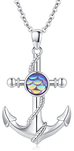 StoryMidir Anker Anhänger Kette 925 Sterling Silber Anker Deko Ankerkette Halskette Geburtstags Geschenke Für Damen Mädchen