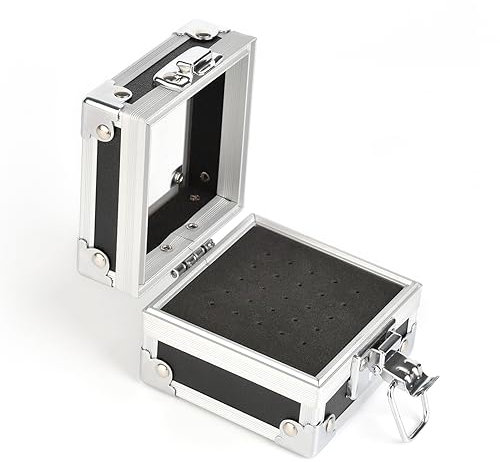 KADS Aluminium Nail Drill Bit Holder Storage Box,25 Holes Nail Drill Grinding Bit Stand Display Case E-file Nail Bits Organizers Container For Nail Art (Black)