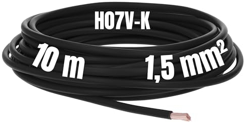 Kalitec 10 Meter H07V-K 1,5 mm² schwarz Verdrahtungsleitung I Aderleitung flexibel I PVC Einzelader I Litze 1,5mm2 I Verdrahtung feindrätig I Einzelleitung I Kabel eindrähtig I Schaltdraht