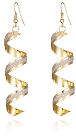 Orecchini Pendenti Con Zircone Per Donna, Orecchini a Gancio, Nastro a Spirale Multi Lacrima Orecchini Pendenti Lunghi Con Goccia Di Zircone Scintillante Gioielli Regali,Oro