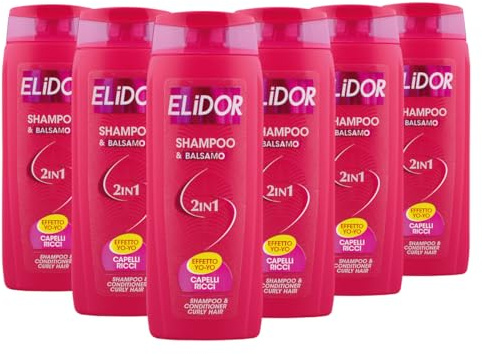 Elidor Shampoo & Balsamo Capelli Ricci 2 in 1 Effetto Yo-Yo 250ml Confezione da 6 Pezzi