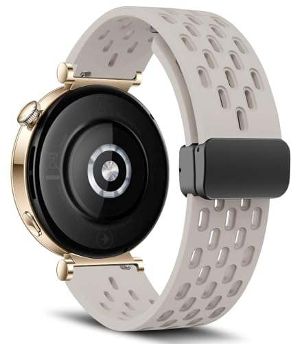 MaEiol 18mm Correa Silicona para Huawei Watch GT 6/5/4 41mm / Huawei Watch 5/GT 5 Pro 42mm / Garmin Venu 4/Venu 3S 41mm /Forerunner 265S, Correas Magnética Respirable Deportiva - Starlight