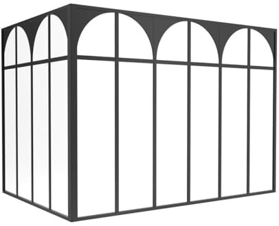 Vente-unique-Art-Deco-Glaswand Ecklösung - 180 x 120 x 130 - thermolackiertes Aluminium - Schwarz - ARCADEA