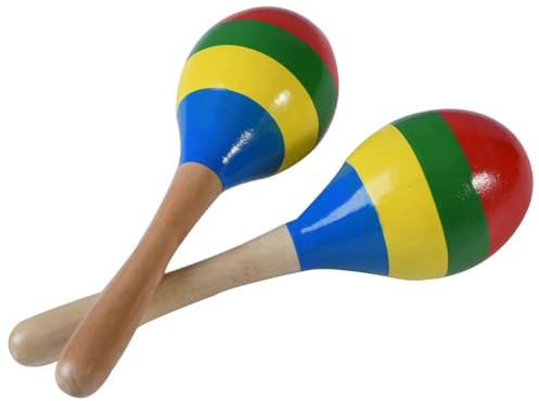Tyatocepy Maracas Hand Percussion Rattles, Wooden Rumba Shaker Musical Instrument for Kids Adults, Set of 2 20 X 6cm