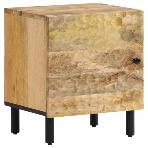 vidaXL Nachttisch, Nachtschrank für Schlafzimmer, Nachtkommode mit Eisenbeinen, Nachtkästchen Nachtkonsole Beistelltisch, Massivholz Mango