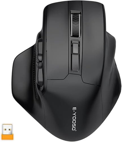 GAREGEAR E-YOOSO Large Wireless Mouse X-31 for Big Hands, 5-Level 4800 DPI, 6 Button Ergo Computer Mouse, 18 Months Battery Life Cordless for Laptop, Mac, PC, Windows