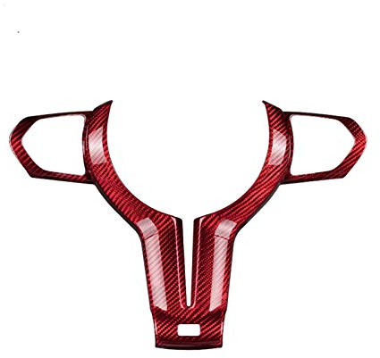 Echte Carbonfaser-Lenkradverkleidung, dekorativer Aufkleber, passend für BMW M Sport M2 M3 M4 M5 X5M X6M F82 F83 Innenauto-Styling (Farbe: rote Kohlefaser)