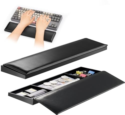 Tomorotec Multifunctional Keyboard Wrist Rest Pad with Integrated Flip Storage for Home & Office Desk, Ergonomic Padding and Secure Non-Slip Base for Enhanced Comfort for Working Hours (Tenkeyless)