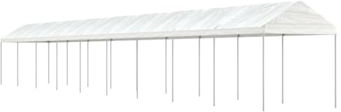 Homgoday Tonnelle avec toit en polyéthylène blanc 20,07 x 2,28 x 2,69 m, Tonnelle de jardin, Tonnelle pour fêtes avec structure, pergola, patio, auvent, auvent, chapiteau de jardin type 1