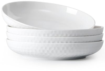 NUTRIUPS Lot de 4 assiettes à salade de 20 x 3,6 cm, petites assiettes à dîner de 20 cm, petites assiettes en céramique de 500 ml, assiettes blanches pour petits repas