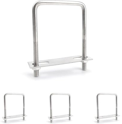 HERKINDNESS Pernos en U Cuadrado, 4 Piezas de Acero Inoxidable Tornillos en Forma de U, 70 X 110 mm Pernos U M8, con 4 Deflectores y 8 Tuercas, para Instalación Bicicletas Tubería