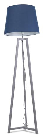 ValueLights | Grey Wood Tripod Floor Lamp with Navy Blue Tapered Fabric Lampshade Living Room Light | Floor Lamps, Home Décor & Improvement Essential