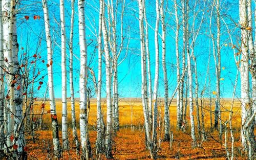 Papier Peint Panoramique Arbre Orange Bleu Papier Peint Chambre Adulte Papier Peint Panoramique Enfant Papier Peint Salon Décoratif Papier Peint Intissé 336x238cm