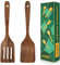 KAQISE Wooden Spatulas for Cooking, Teak Wood Kitchen Utensils Set, Natural Cooking Utensils Set, Flat Wooden Spatulas and Slotted Spatula Set (2Pcs)