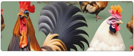 PHAYAH Grande tastiera con gallo e gallina, 30 x 80 cm, antiscivolo, adatto per utenti desktop e portatili, per giochi in ufficio e studio