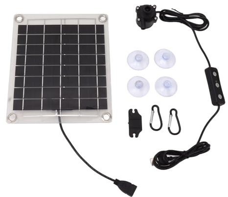 Grcfumo 6.5W Solar Water Pump Kit, Solar Well Pump Kit with Suction Cup, Intelligent Adjustable Water Volume Pump Kit for Fountain Pond Bird Bath