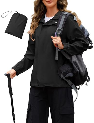 Durio Regenjacke Damen Wasserdicht Faltbar Atmungsaktiv Dünne Regenjacke mit Kapuze Leichte Jacke für Frauen Übergangsjacke Fahrrad Sportjacke 5000mm