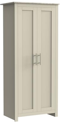Nera 2 Door Wardrobe with Hanging Rail & Shelf Storage for Bedroom Slim Design Wardrobe for Small Spaces (Cream on Oak)