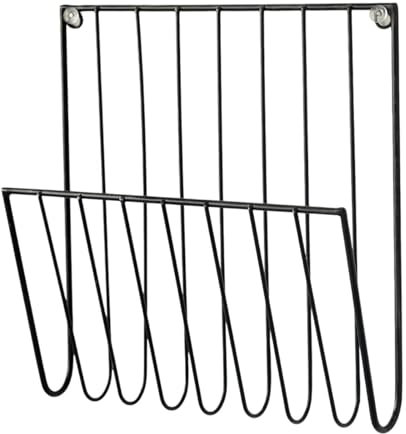 LOVIVER Metal Magazine Rack Wall Mounted File Holder Office Home Office Bathroom Home Basket Bin Decorative Iron Mail Organizer Newspaper Holder, Wire Shelves for Letters Folders Papers, Black