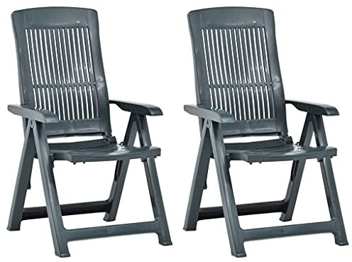 Myheimly Verstellbare Gartenstühle 2 STK. Kunststoff Grün Gartenstuhl Klappsessel Klappstuhl Campingstuhl Hochlehner Stühle Gartenmöbel
