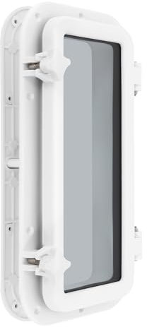 Ojo de buey de vidrio templado, grosor 4 mm, máx. 90°, tamaño externo 400 x 200 mm, ojo de buey marino resistente a los rayos UV, ángulo recto