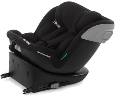Nurse Spark, Silla Coche Bebé iSize, 40 a 150 cm, de 0 a 12 Años, Isofix, Top Tether, Giratoria 360, Posición de Carga, 13 Posiciones, Color Negro Cosmos, Spark i-Size