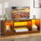 DWVO 148cm TV Stand Cabinet with 7 RGB LED Lights 22 Modes for TVs up to 65 inch – Adjustable Glass Shelves, Entertainment Centre for Living Room, Bedroom Brown