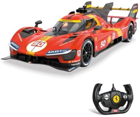 Mondo Motors Ferrari 499P Le Mans, modello in scala 1:14, fino a 10 Km/h di Velocità, auto giocattolo per bambini 63792, colore rosso
