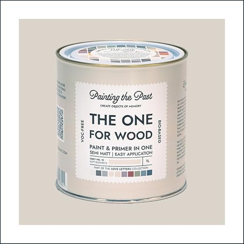 The One for Wood Paint & Primer 1L Grey No. 10 Soft Bedsheets | Semi Matt Finish, Bio-Based & VOC-Free Formula for Wooden Furniture & Surfaces | Durable & Easy Indoor Home Decorating