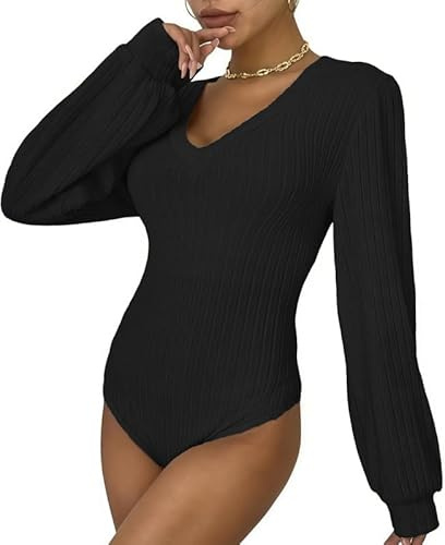 Sukiglam Dam långärmad bodysuit hög hals/V/sköldpadda elegant trikåer stickade toppar elastisk bodys stringtrosa formkläder mjuk varm skjorta ledig blus randig jumpsuit topp basic bodysuit klänning
