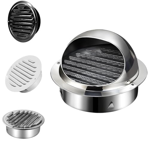 Lüftungsgitter Edelstahl Abluftgitter Wetterschutzgitter 70mm 120mm 160mm 200mm Entlüftungsabdeckung Schutzgitter Abdeckung für Außen Küche Garage(Hemispherical Silver,190mm)