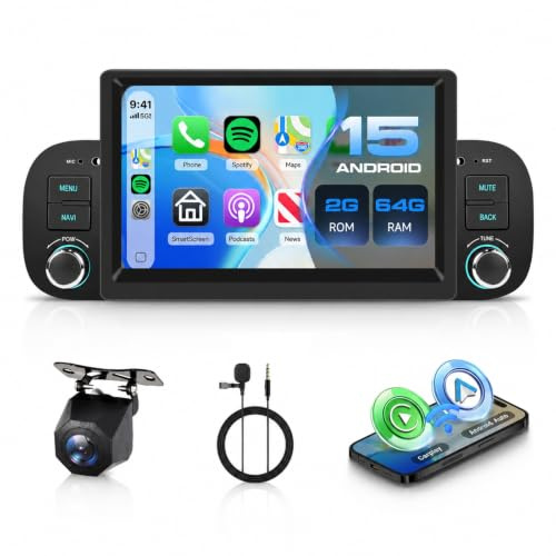 Motorsi 2GB+64GB Autoradio für FIAT Panda 2013-2020 mit Carplay, Wireless Android Auto Car Stereo mit GPS Navigation/WiFi/Bluetooth/RDS/FM Radio/USB/SWC/Mirror Link/Canbus+Cam