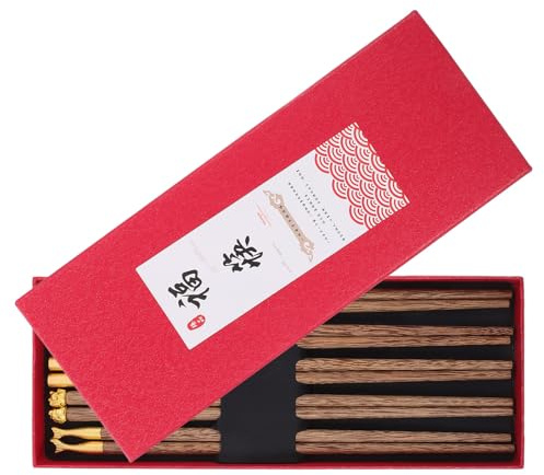 OUNONA 5 Pares Palillos Chinos de Madera Reutilizables Diseño Elegante y Práctico para Hogar y Restaurante Perfectos para Ramen y Utensilios de Cocina de Madera