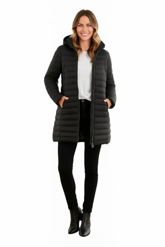 kraftd Womens Winter Lightweight Puffer Jacket Quilted Padded Down Coat With Detachable Hood Central Zip Best for Autumn Winter, Outdoors & Travelling