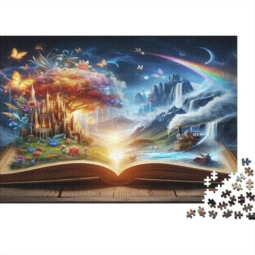 Puzzle 1000 Pezzi 70x50cm Carta Riciclata Adulti Fatina Vestito Rosso Luna Viola, Educativo, Abilità Manuali, Attività per Donne