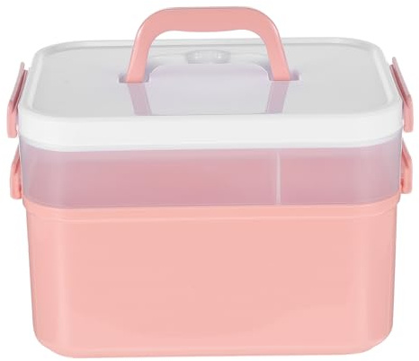 KICHOUSE Sturdy Nail Polish Storage Box with Easy-carrying Handle, Pp Material Nail Art Tool Box for Personal Home Use, Simple Generous Look Design for Organising Manicure and Pedicure