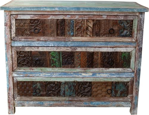 Massive Vintage Kommode, Highboard, Sideboard, Flurschrank, Modell 18 | Hochwertige Holzkonstruktion, liebevoll aufbereitet, mit Glaseinsätzen, einzigartiges Design, ideal für jeden Raum.
