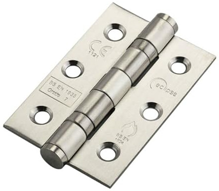 Eclipse 14852 Satin Stainless Steel Ball Bearing Hinge Pair Radiused Ends
