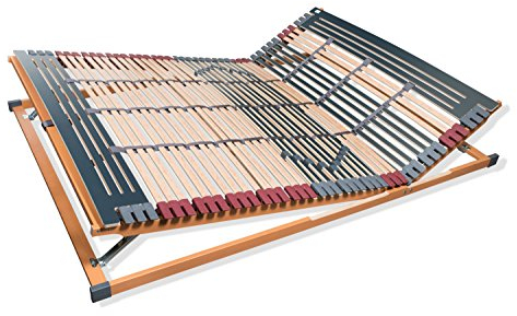 7 Zonen Lattenrost Rhodos® KF, Kopf- und Fußteil verstellbar, 44 Leisten, Triokautschukkappen, Querholme BUCHE massiv, Mittelgurt, fertig montiert, TÜV/GS Gesichert Geprüft ID 1111212908, 140 x 190 cm