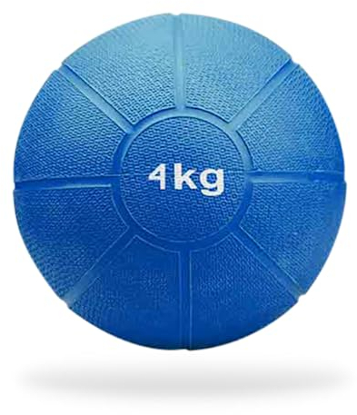 MATCHU - Medizinball - Medicine Ball - Vollgummi - Erhältlich in 1kg, 2kg, 3kg, 4kg und 5kg - Wasser- und Schweißresistent - (Blau - 4 KG - 21 cm)