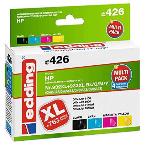 edding Druckerpatrone ersetzt HP 932XL, 933XL Kompatibel Kombi-Pack Schwarz, Cyan, Magenta, Gelb 18-426