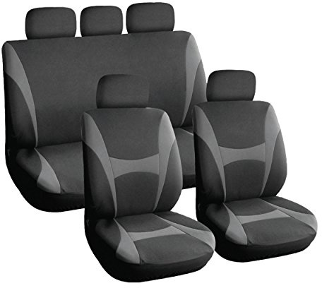 Xtremeauto® Universal Full Car Front And Rear Seat Cover Protectors Set - Durable (Grey)