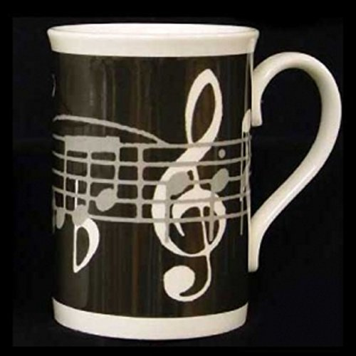 The Music Gifts Company Music Notes Black Bone China Mug