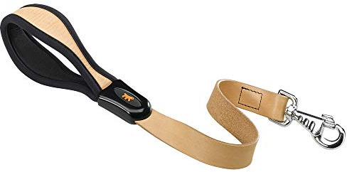 Ferplast Hundeleine aus Leder für große Hunde, gepolsterter Handgriff Giotto Länge 60 cm Breite 25 mm. Beige