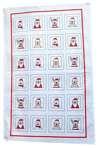 Baumwoll Geschirrtuch, TRIOLINO®, Druck Lustige Weihnachtsmänner, ca 45/70 cm