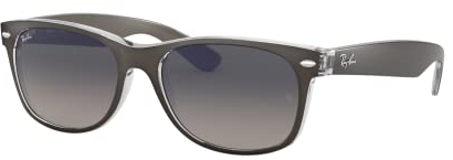 Ray-Ban Unisex New Wayfarer Sonnenbrille, Mehrfarbig (Gestell: Gunmetal/transparent, Gläser: grau verlauf 614371), Large (Herstellergröße: 55)