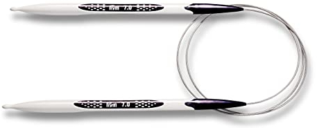 PRYM Rundstricknadel, ergonomisches Design/Nadeln, Kunststoff, Mehrfarbig, 7 mm, 80 cm, Alabasterweiß