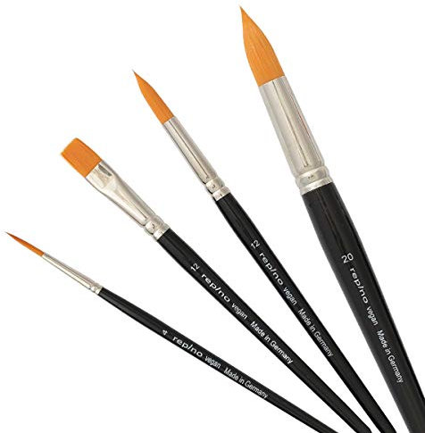 Repino Set di pennelli per acquerelli rotondi e piatti, misura 4, 12, 12 e 20